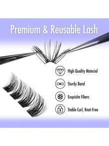 BEYELAN Lash Extension Kit, Lash Clusters Kit, D Curl DIY Lash Extension Kit With Lash Bond And Seal, Remover And Lash Applicator For Self Application At Home 144Pcs (719,Black)