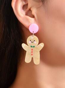 Hatastic 3对新年姜饼人猫咪花环亚克力吊坠耳环套装，派对节日礼物，珠宝礼品，音乐节 - 彩色 - 查看 8