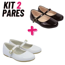 Elegant Women's Set Kit 2 Pairs Of Children's Shoes Girl Wedding Baptism Bridesmaid Sandals - Đen và trắng - Xem 1