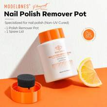 Modelones Nail Polish Remover Acetone-Free & Non Drying Nail Polish Remover Pot With Sponge-Top Lid Contains Jojoba Oil Professional Nail Remove Jar For Home Salon (80 Ml) - 無色 - 查看 2