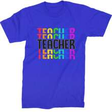 Teacher Repeated Rainbow Pattern  Mens T-Shirt