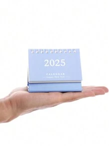 1pc 2025 Mini Desk Calendar Simple Solid Color Calendar Fresh And Simple,Desktop Paper Mini Stand Calendar,Small Size, Creative, And Easy To Use,Simplistic Yet Elegant Paper Construction - Multicolor - View 11