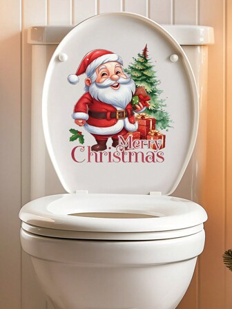 1 件可爱圣诞老人马桶座贴纸、装饰贴纸、装饰 - 适用于浴室门、墙壁装饰增添节日气氛、PVC 材料、适合季节性家居装饰、贴纸、墙贴花、乙烯基贴花用于家居装饰、春季装饰物品让您的家焕然一新、拉玛装饰贴纸礼物生日毕业