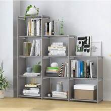 9 Cube Bookcase Shelf Display Furniture Storage Shelving Unit Living Room Office - Grey - View 1