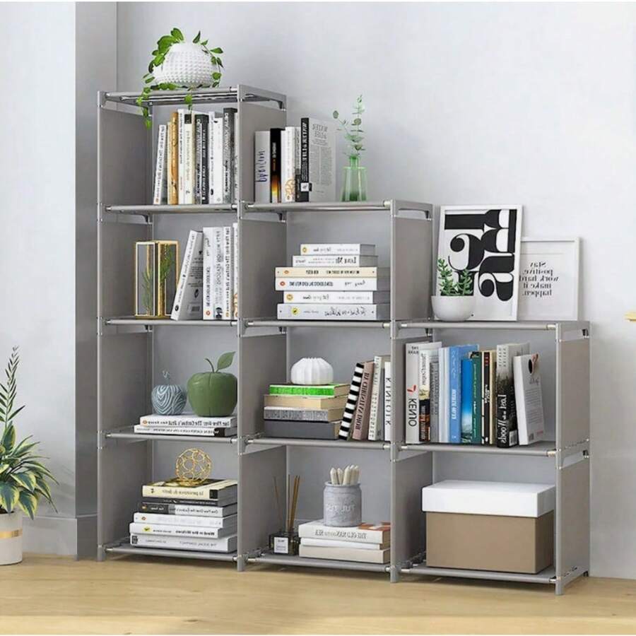 9 Cube Bookcase Shelf Display Furniture Storage Shelving Unit Living Room Office - Grey - View 1