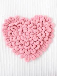 2pcs Young Girl Heart Print Puff Sleeve Top & Bowknot Skirt Set, Autumn/Winter