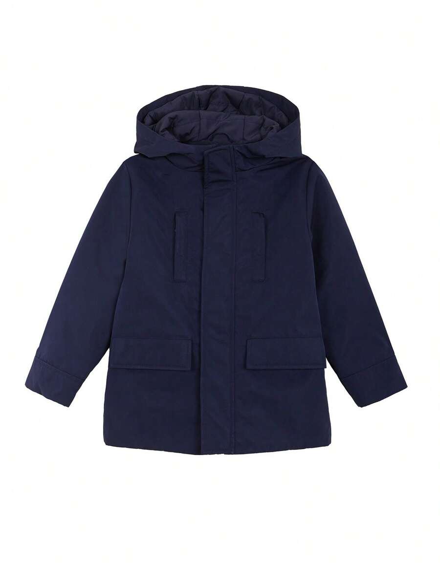 Gocco Abrigo Niño con Capucha Azul (Entrega en 48 horas) - Abrigo Técnico Acolchado con Forro Polar - con 4 Bolsillos - Cierre Cremallera - Moda Infantil - Azul - Ver 1