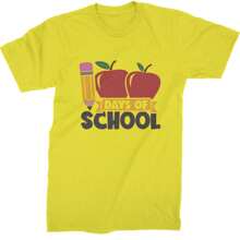 100 Days Of School Apple Pencil  Mens T-Shirt - 黃色 - 查看 1
