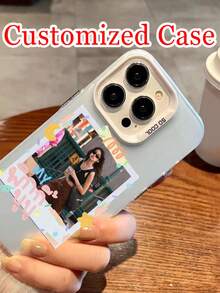 1件定制照片文字DIY颜色银白色手机壳，个性定制日常生活照，亲朋好友及自己的照片，定制纪念照，兼容苹果/兼容苹果11/12/13/14/15/16 ProMaX手机壳TPU硬壳+PC颜色银白色四角全覆盖加厚防摔手机壳保护套 - 白色 - 查看 4