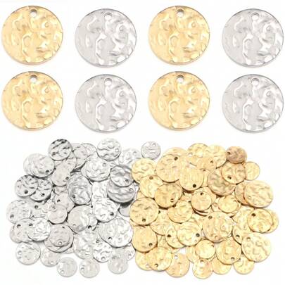 10 ชิ้น/แพ็ค เครื่องประดับเหล็กกล้าไร้สนิม ลายนูน หรูหรา เครื่องประดับสำหรับต่างหู เครื่องประดับเสื้อผ้า และ เครื่องประดับผม ป้องกันการแพ้และคงสีได้ดี