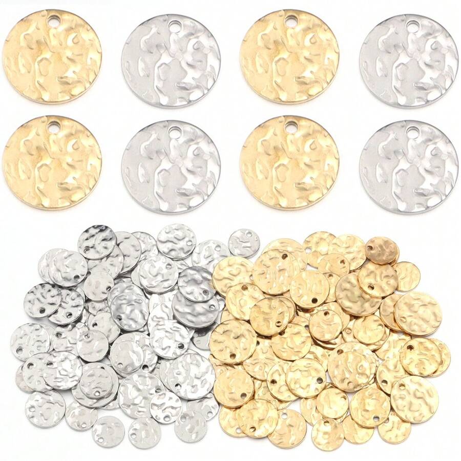 10pcs/Pack Stainless Steel Embossed Charm, Elegant Jewelry Decor For Earring, Clothes Accessories & Hair Ornament, Anti-Allergy And Color Retention