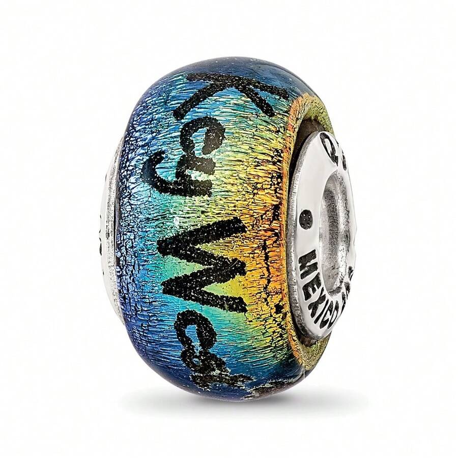 The Black Bow Orange Dichroic Glass, Sterling Silver Key West & Palm