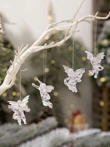 4件套装饰品 - 透明亚克力天使和冰柱挂饰，可用于装饰圣诞树，创意家居装饰，生日、圣诞节最佳礼物，房间装饰，圣诞冬季装饰 - 彩色 - 查看 3