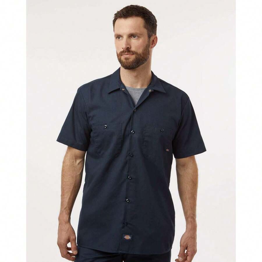 Dickies - Industrial Short Sleeve Work Shirt - S535 - Dark Navy - View 1