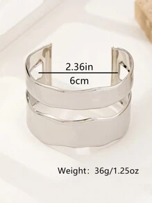 1pc Exquisite And Fashionable Wide Decorative Gold Bangle Suitable For Women's Evening Banquet/Party/Cocktail/Holiday Wear, Ideal Gift For Festivals - Gold Wide Bracelet - View 9