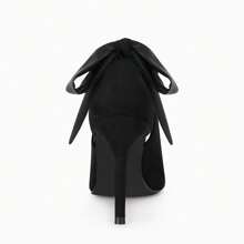 Womens High Heels Bow Tie Back Sexy Stiletto Ankle Strap Wedding Dress Pumps Shoes Christmas Gift & New Year Gift - 黑色 - 查看 6
