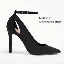Womens High Heels Bow Tie Back Sexy Stiletto Ankle Strap Wedding Dress Pumps Shoes Christmas Gift & New Year Gift - 黑色 - 查看 3