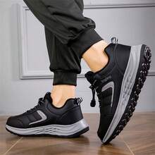 2025 Autumn New Men's Sports Shoes, Blue Mesh Slip-On Running Shoes, Casual Walking Shoes, Non-Slip Breathable Outdoor Hiking Shoes - Black - View 5