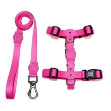 Peitoral H para Cachorro com guia padrão de 1,20m - Rosa chiclete - Visão 1