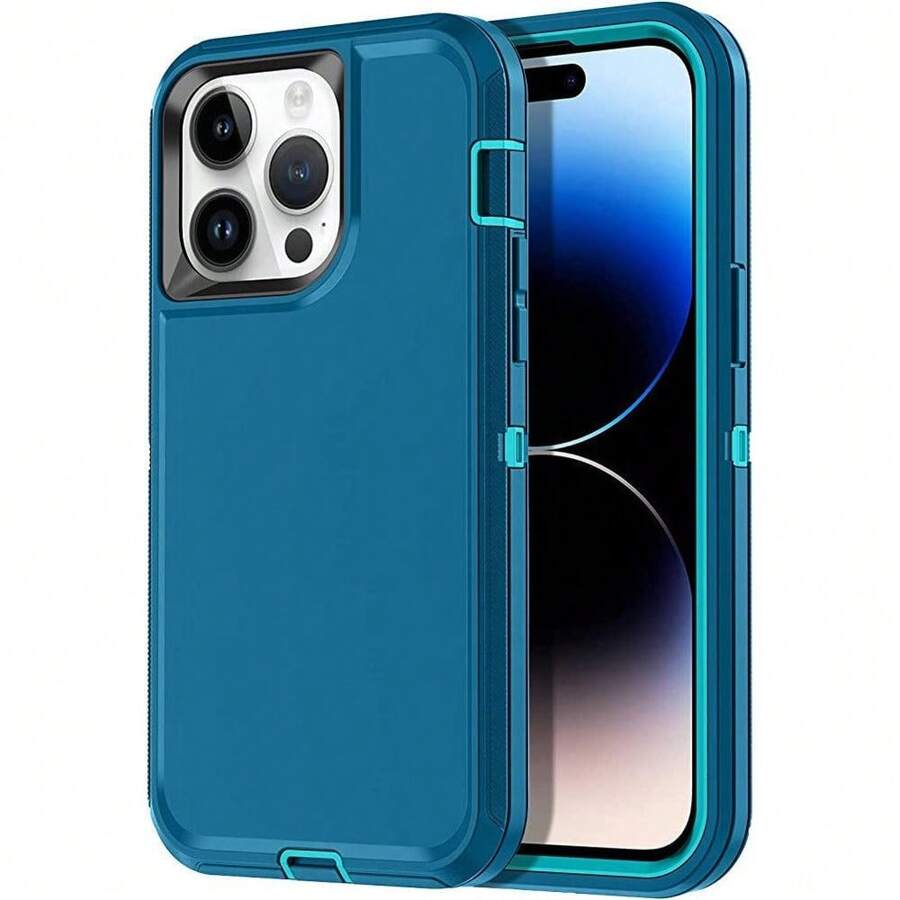 Entronix Heavy Duty Case Designed For IPhone 16, 16 Plus, 16 Pro, 16 Pro Max, Triple Layer Protection Shockproof Dropproof Dustproof Anti-Scratch Phone Case Cover For IPhone 16 - 水鴨藍 - 查看 1