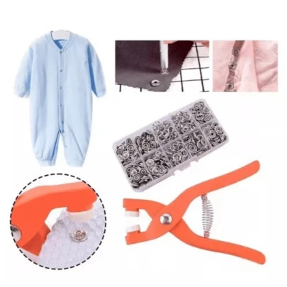 Armarinhos Beaba Kit 100 Botões De Pressão Encaixes Fixador Alicate Conjunto