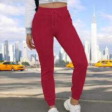 JOGGER AFELPADO LISO CASUAL CON BOLSAS IDEAL PARA TODO TIPO DE ACTIVIDAD     (F1B) - Rojo - Ver 2