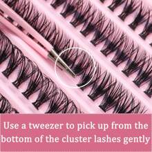 200 件簇状 D 卷睫毛延长，自然且引人注目的效果，DIY 化妆工具，打造浓密睫毛，睫毛簇，睫毛簇，单根睫毛，睫毛，假睫毛