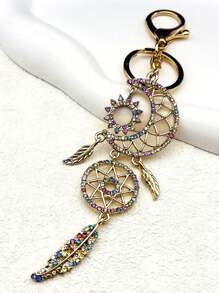 Dream Catcher Shiny Crystal Key Chain, Women Rhinestone Sparkling Key Holder, Dream Catcher Key Chain Charm For Car Bag Car Accessories Bag Charm School Cute Goth Y2k Bag Accessories Lanyards With Id Holder Car Accessories Bag Charms - Gold - View 12