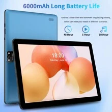 PRITOM TAB10 PRO Android 13 Tablet (Supports Widevine L1/RK3562 2.0Ghz/7GB (3+4GB Expandable) RAM/64GB ROM/10.1 Inch 1280*800 IPS Display/5G WIFI/Bluetooth 5.2/WIFI 6/6000mAh/Type-C/2MP+8MP Camera/Includes Leather Case, Keyboard, Mouse, Stylus Pen (Adapter Not Included)) - Blue - View 4