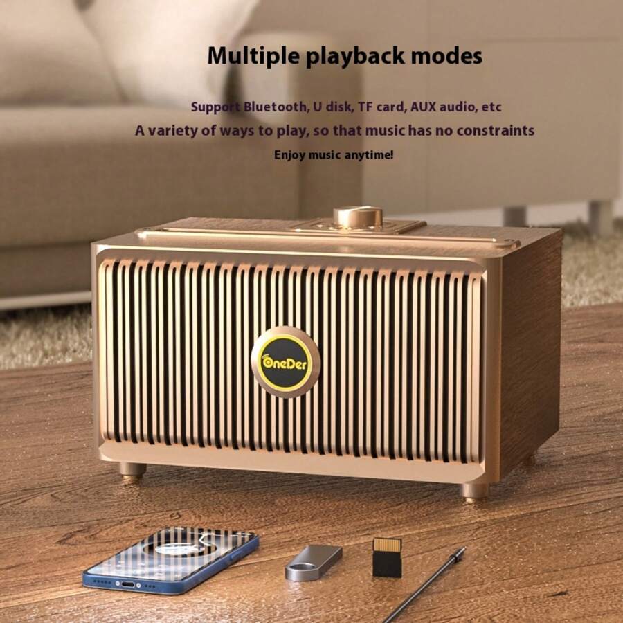 V6 Retro Vintage Bluetooth Speaker (BuiltIn Microphone For HandsFree