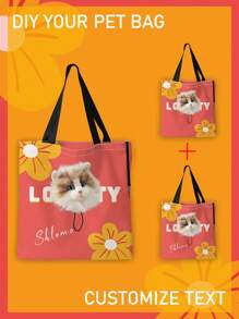 1 Túi Tote Thú Cưng Tùy Chỉnh, Có Thể Tùy Chỉnh Theo Thiết Kế Độc Đáo Của Bạn (Ảnh, Tên, Hình Minh Họa), Thích Hợp Cho Mèo Và Chó, Có Thể Cầm Tay Và Có Dây Đeo Vai, Lý Tưởng Cho Du Lịch Ngoài Trời Và Đi Bộ - Nhiều màu - Xem 1