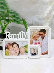 1 套家庭 6 英寸 X 7 英寸 X 2.5 英寸白色相框、创意婚礼相框、简约装饰艺术相框、组合相框、随机相纸 - 彩色 - 查看 3