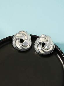 1 Cặp bông tai hình học sang trọng sơn mài cao cấp - Bạc - Xem 2