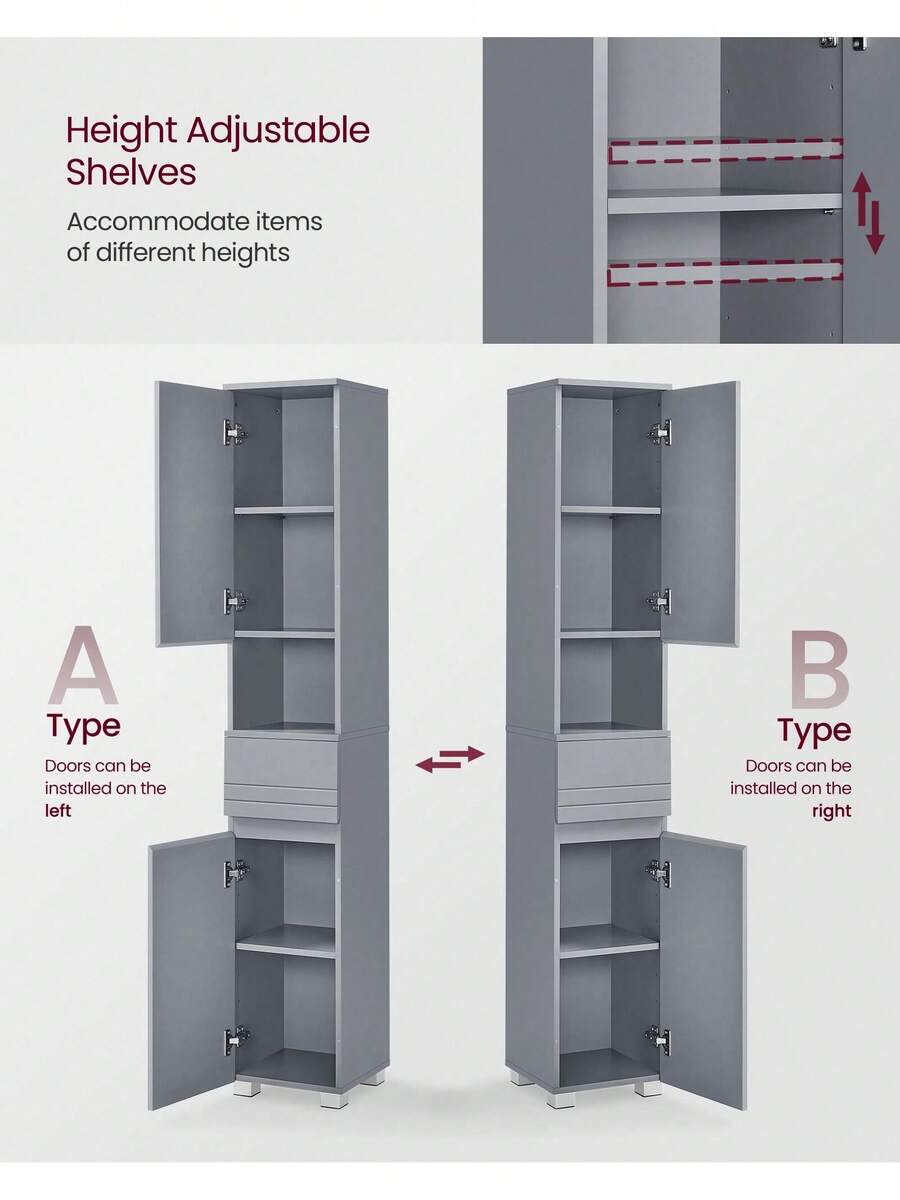 VASAGLE Tall Bathroom Slim Storage Narrow Cupboard