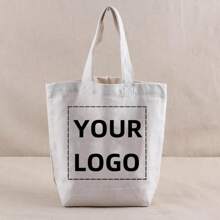 1 pieza / 10 piezas Bolsa de lona de unicolor personalizada DIY, diseño mínimo, lona de alta calidad con impresión de logotipo, y bolso de compras grande y espacioso para estudiantes, bolsa de lona, bolso de moda, multifuncional, versátil, gran capacidad, ligera, funcional, todo propósito, práctico, lindo, divertido, kawaii, vibraciones de vacaciones / vacaciones, elegante, unisex, minimalista, unicolor, personalizado, único, personalizado, regalos ideales para él, regalos ideales para ella, novia, amigos, familia, niños, mujeres, novatos y trabajadores de cuello blanco, niña rosa - Beis - Ver 1