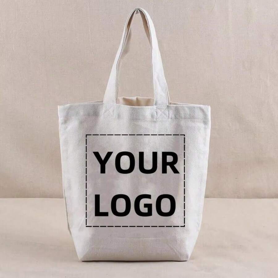 1 pieza / 10 piezas Bolsa de lona de unicolor personalizada DIY, diseño mínimo, lona de alta calidad con impresión de logotipo, y bolso de compras grande y espacioso para estudiantes, bolsa de lona, bolso de moda, multifuncional, versátil, gran capacidad, ligera, funcional, todo propósito, práctico, lindo, divertido, kawaii, vibraciones de vacaciones / vacaciones, elegante, unisex, minimalista, unicolor, personalizado, único, personalizado, regalos ideales para él, regalos ideales para ella, novia, amigos, familia, niños, mujeres, novatos y trabajadores de cuello blanco, niña rosa - Beis - Ver 1