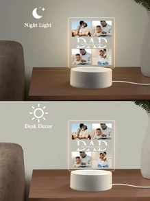 Personalized Photo Customized Acrylic Night Light Plaque, Home Decor Gift For Dad, Birthday, Holiday, Valentine Day, Valentine Day Decor Ornamental Fashionable, High-Quality, Stylish, Exquisite, Unique Her, Boyfriend, Girlfriend, Dad, Family, Mom, Friends, Pets, Son, School Students, Daughter, Workers For Father's Day, For Housewarming School, Home, Office, Multi-Functional, For Father's Day, For Graduation, Slow Summer Living, Home & Living, Christmas Home Atmosphere, Souvenirs, Reusable, Adorable, High-Quality, Office Decor, Elegant Living