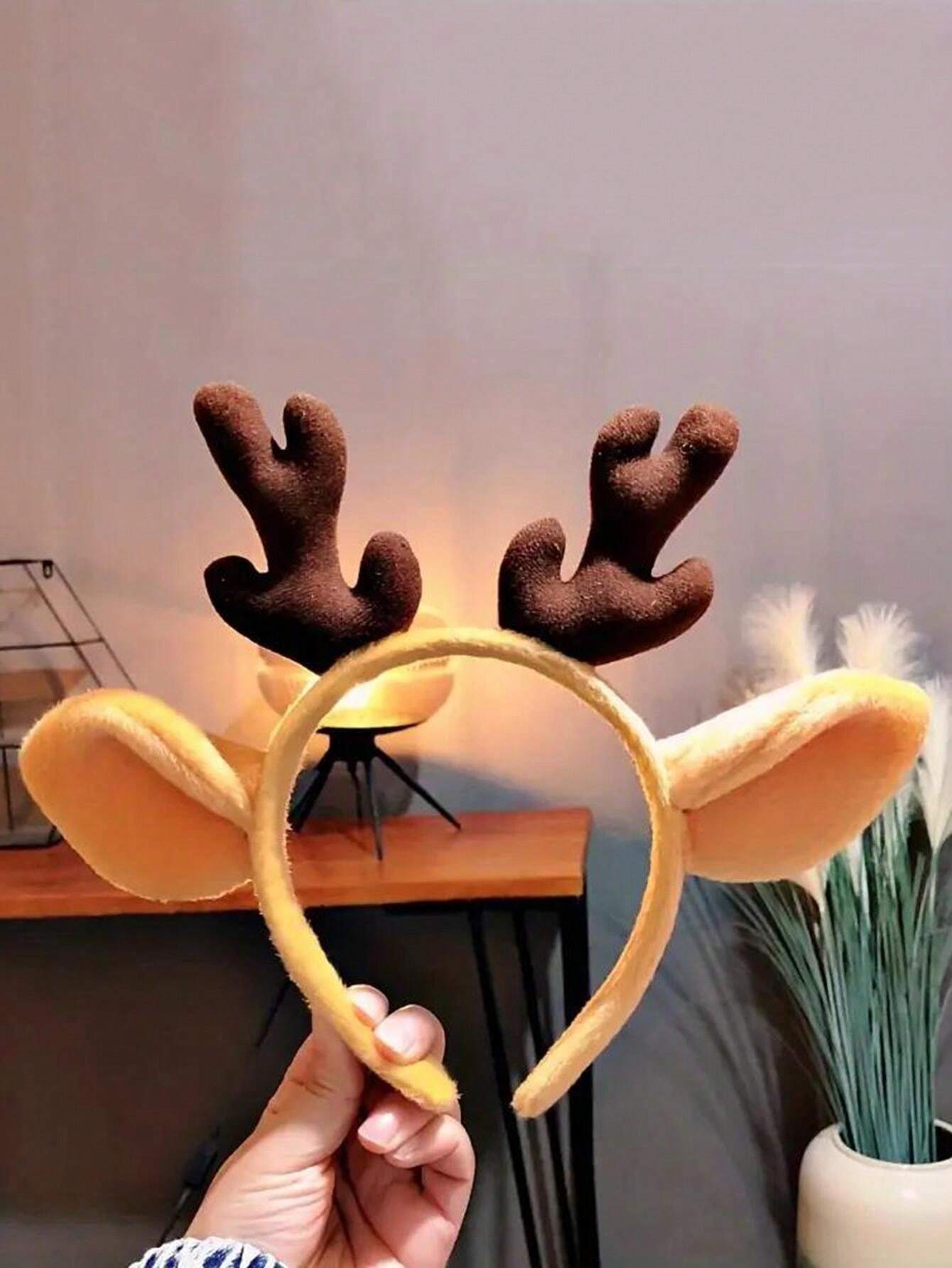 1pc Christmas Headwear Cute Elk Horn Hair Hoop Christmas Hat Hairclip