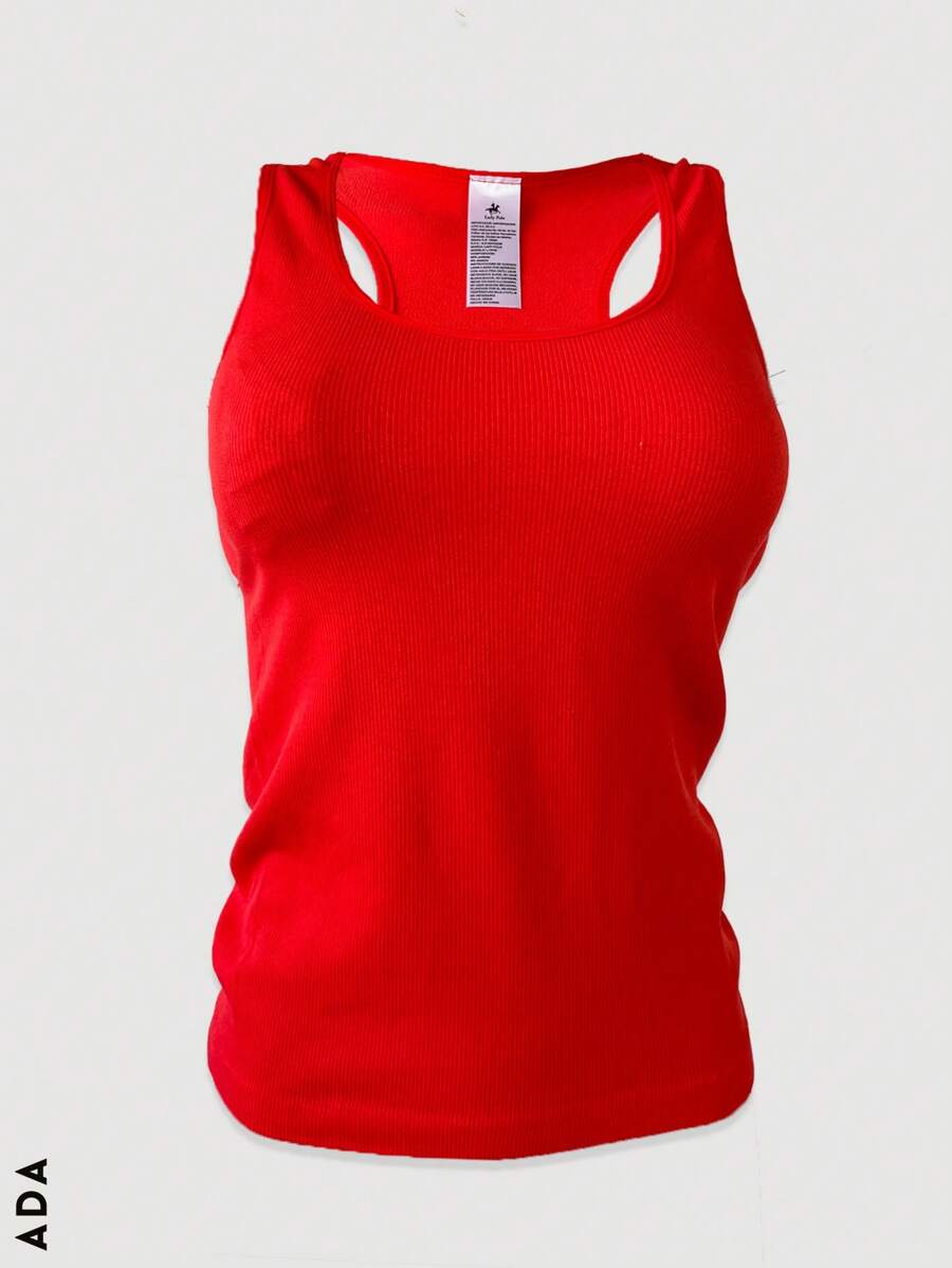 Camiseta sin mangas acanalada para mujer en poliester