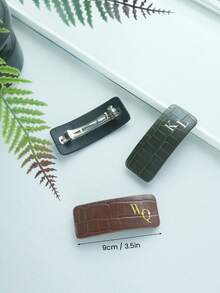 1 chiếc kẹp tóc cá nhân hóa kẹp tóc tùy chỉnh bằng da cá sấu giả có chữ cái viết tắt tùy chỉnh kẹp tóc bằng da cá sấu kẹp tóc kết cấu nổi thanh lịch - Nhiều màu - Xem 2