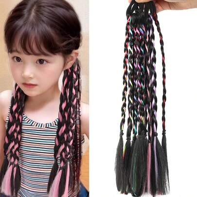 儿童假发辫子麻花长辫子发饰发箍头绳女童皮筋脏辫挑拳击辫马尾