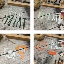 4 件工具形金属切割模具模板，压花模具模板，用于制作卡片、剪贴簿、相册工艺品、压花工具、DIY 材料 - 銀色 - 查看 7
