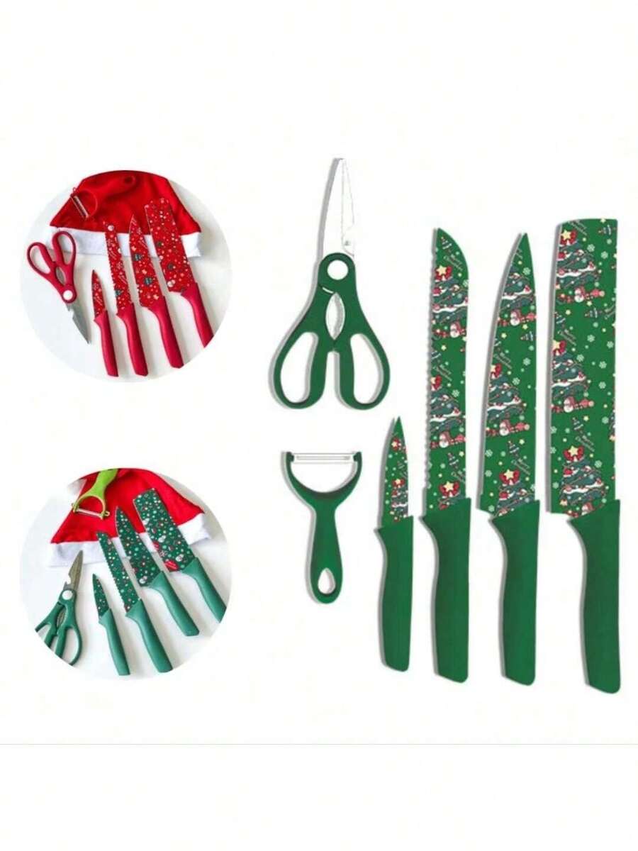 Bộ dao Giáng sinh Bộ bùa ngày lễ 6 món Giáng sinh - Nhiều màu - Xem 1