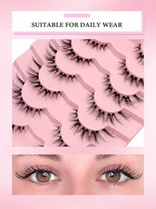 Asiteo 7对装自然款假睫毛，凌乱交叉设计，透明睫毛梗，短款，打造浓密眼妆。假睫毛，睫毛，假睫毛，假睫毛 - 交叉款 - 查看 3