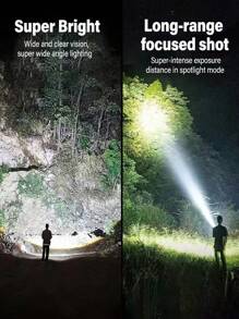 Lanterna LED P50 de alta potência de 1/2/4 peças, holofote de emergência com luz de exibição, 3 modos de trabalho, zoom ajustável, carregamento rápido TIPO C, bateria de grande capacidade, bateria de longa duração, pode carregar celulares, adequada para acampamento ao ar livre, exploração, pesca, patrulha e iluminação de emergência ao ar livre
