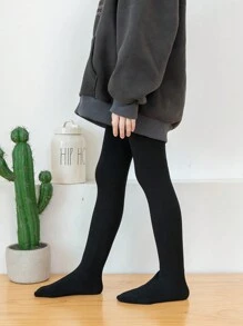 1pc Girls Plain Leggings, Warm And Comfortable, Casual Collegiate Athletic Tights For Autumn And Winter