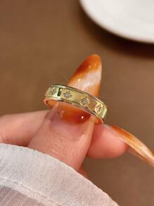 1pc Retro French Style Round Zirconia Ring Ladies Jewelry For Women 925 Sterling Silver Simple Finger Ring Fine Jewelry For Girls Birthday Prom Party Gifts