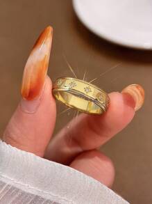 1pc Retro French Style Round Zirconia Ring Ladies Jewelry For Women 925 Sterling Silver Simple Finger Ring Fine Jewelry For Girls Birthday Prom Party Gifts