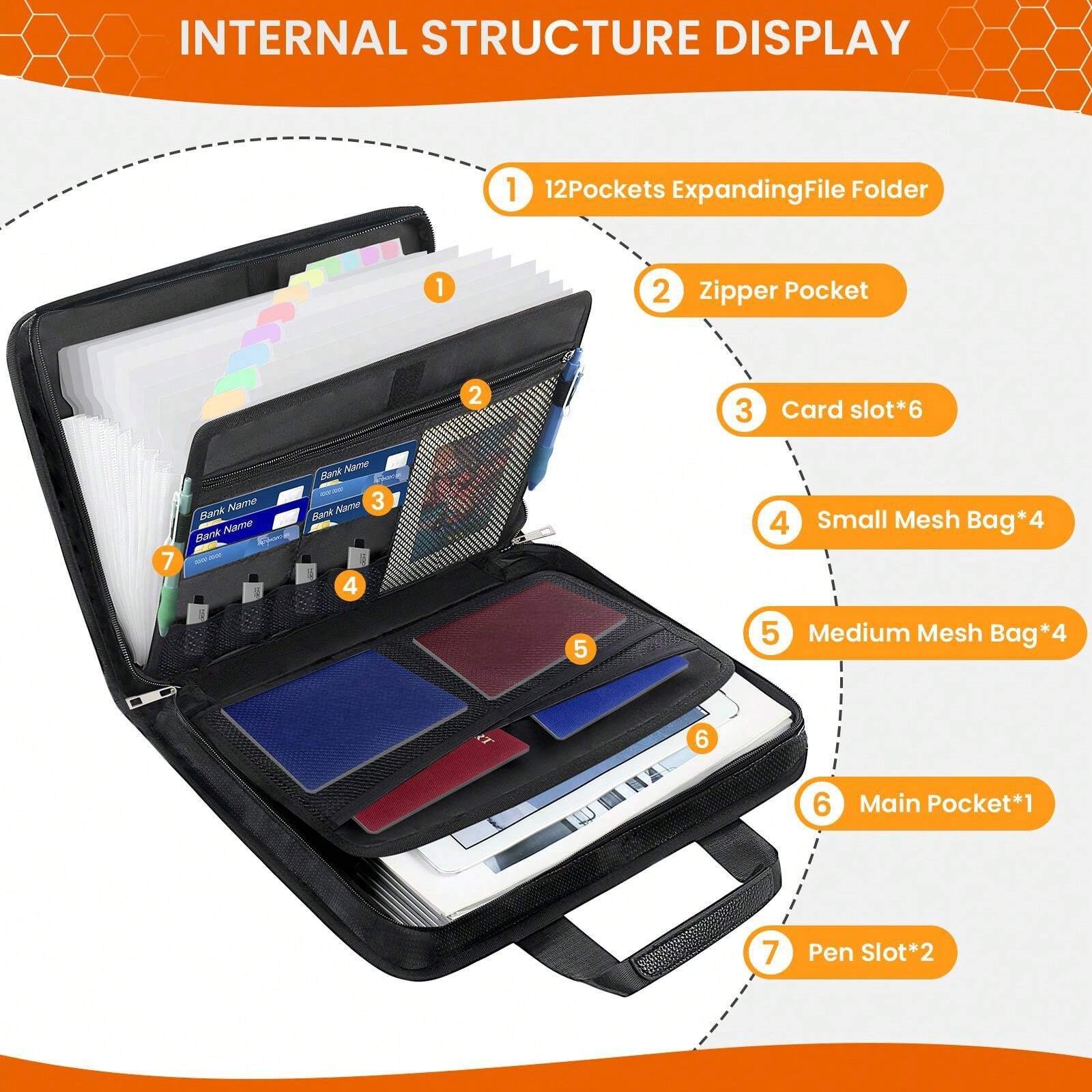 Accordion File Manager, Fireproof Expansion Folder With Multiple
