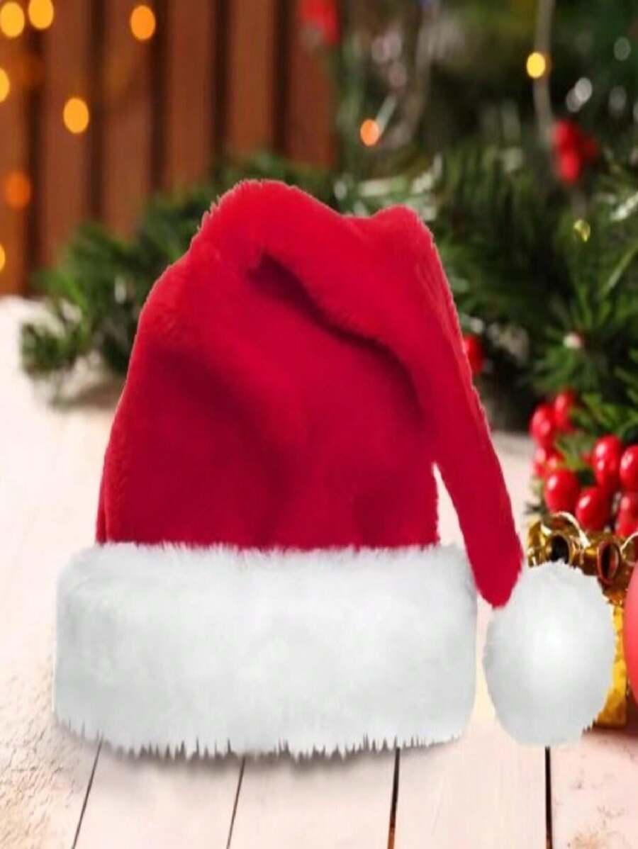 Red Velvet Santa Claus Hat 40 Cm Christmas Merry Christmas Decoration Classic Red Comfort Christmas Hat - 紅色 - 查看 1